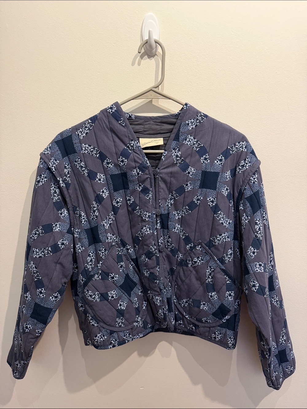 Universal Thread Quilted Jacket with Navy with White Pattern — Size S